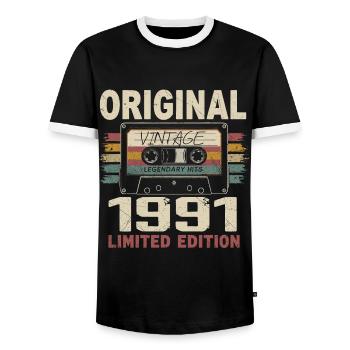 1991 cadeau anniversaire 1991 vintage 1991 rétro - T-shirt contrasté Homme - noir/blanc - Devant - AI Model Female 172 light (172cm) & AI Model Male 178 light (178cm)
