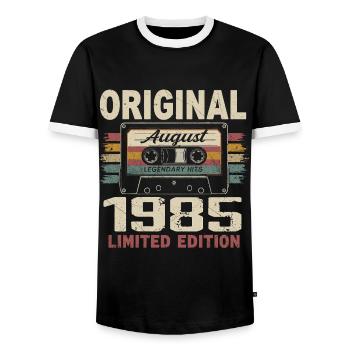 Août 1985 August 1985 Cadeau Août 1985 August 1985 - T-shirt contrasté Homme - noir/blanc - Devant - AI Model Female 172 light (172cm) & AI Model Male 178 light (178cm)