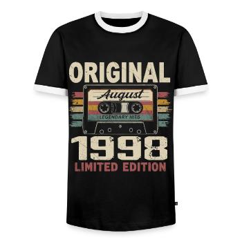 Août 1998 August 1998 Cadeau Août 1998 August 1998 - T-shirt contrasté Homme - noir/blanc - Devant - AI Model Female 172 light (172cm) & AI Model Male 178 light (178cm)