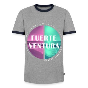 Fuerteventura Îles Canaries Îles Canaries Été - T-shirt contrasté Homme - gris/marine  - Devant - AI Model Female 172 light (172cm) & AI Model Male 178 light (178cm)