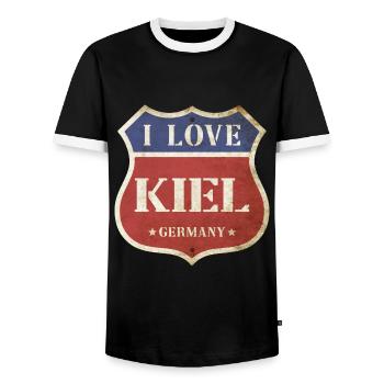 Kiel Allemagne Ville J’aime Vintage Rétro - T-shirt contrasté Homme - noir/blanc - Devant - AI Model Female 172 light (172cm) & AI Model Male 178 light (178cm)