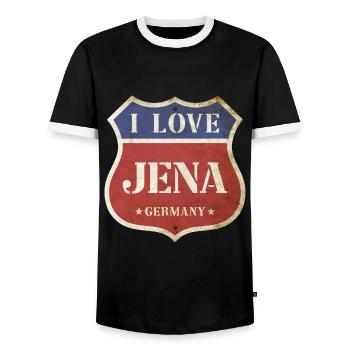 Jena Deutschland Stadt I Love Vintage Retro - Männer Kontrast-T-Shirt - Schwarz/Weiß - Vorne - AI Model Female 172 light (172cm) & AI Model Male 178 light (178cm)