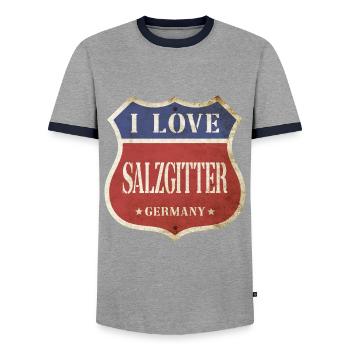 Salzgitter Allemagne Ville J’aime Vintage Rétro - T-shirt contrasté Homme - gris/marine  - Devant - AI Model Female 172 light (172cm) & AI Model Male 178 light (178cm)