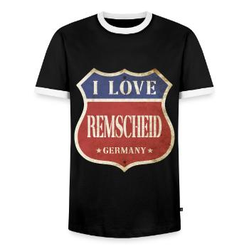 Remscheid Allemagne Ville J’aime Vintage Rétro - T-shirt contrasté Homme - noir/blanc - Devant - AI Model Female 172 light (172cm) & AI Model Male 178 light (178cm)