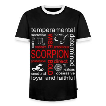 Skorpion Sternzeichen - Männer Kontrast-T-Shirt - Schwarz/Weiß - Vorne - AI Model Female 172 light (172cm) & AI Model Male 178 light (178cm)