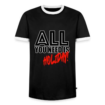 All you need is holiday! - Männer Kontrast-T-Shirt - Schwarz/Weiß - Vorne - AI Model Female 172 light (172cm) & AI Model Male 178 light (178cm)