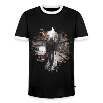 Cité du crâne - T-shirt contrasté Homme - noir/blanc - Devant - AI Model Female 172 light (172cm) & AI Model Male 178 light (178cm)