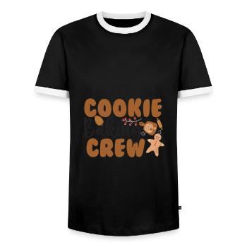 Cookie Baking Crew - Men's Ringer Shirt - black/white - Front - AI Model Female 172 light (172cm) & AI Model Male 178 light (178cm)