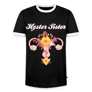 Hysterektomie | Gebärmutter Feministin Geschenke - Männer Kontrast-T-Shirt - Schwarz/Weiß - Vorne - AI Model Female 172 light (172cm) & AI Model Male 178 light (178cm)