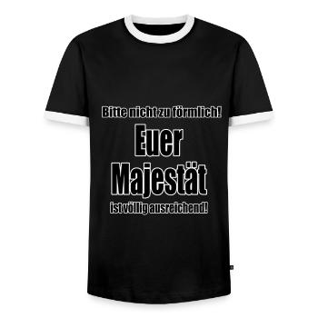 Please don't be too formal.... - Men's Ringer Shirt - black/white - Front - AI Model Female 172 light (172cm) & AI Model Male 178 light (178cm)