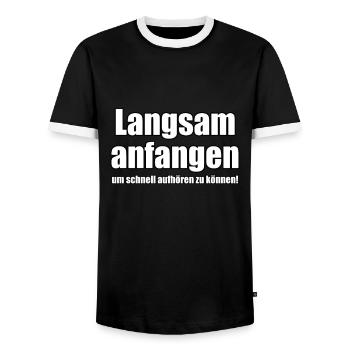 Commencez lentement pour pouvoir vous arrêter rapidement - T-shirt contrasté Homme - noir/blanc - Devant - AI Model Female 172 light (172cm) & AI Model Male 178 light (178cm)