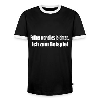 Früher war alles leichter... - Männer Kontrast-T-Shirt - Schwarz/Weiß - Vorne - AI Model Female 172 light (172cm) & AI Model Male 178 light (178cm)