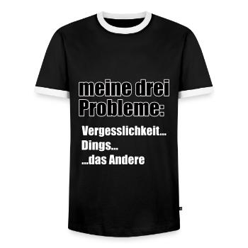 Meine drei Probleme... - Männer Kontrast-T-Shirt - Schwarz/Weiß - Vorne - AI Model Female 172 light (172cm) & AI Model Male 178 light (178cm)
