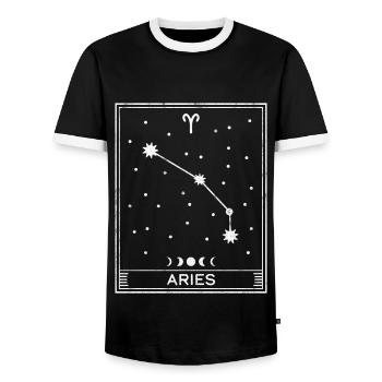 Aries Star Sign - Men's Ringer Shirt - black/white - Front - AI Model Female 172 light (172cm) & AI Model Male 178 light (178cm)
