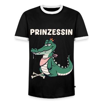 Carnaval Princesse Crocodile Cologne Alaaf Drôle - T-shirt contrasté Homme - noir/blanc - Devant - AI Model Female 172 light (172cm) & AI Model Male 178 light (178cm)