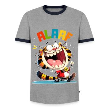 Carnaval Tigre Kölle Alaaf Costume Cologne Drôle - T-shirt contrasté Homme - gris/marine  - Devant - AI Model Female 172 light (172cm) & AI Model Male 178 light (178cm)