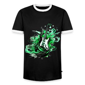 E-Gitarre Gitarre Gitarrist Musik Instrument Rock - Männer Kontrast-T-Shirt - Schwarz/Weiß - Vorne - AI Model Female 172 light (172cm) & AI Model Male 178 light (178cm)