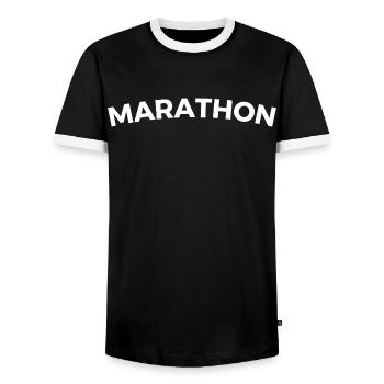 marathon - Men's Ringer Shirt - black/white - Front - AI Model Female 172 light (172cm) & AI Model Male 178 light (178cm)