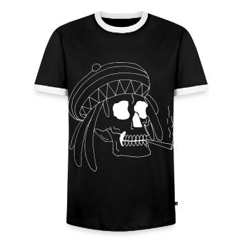 Rastamann Skull T Shirt - Men's Ringer Shirt - black/white - Front - AI Model Female 172 light (172cm) & AI Model Male 178 light (178cm)