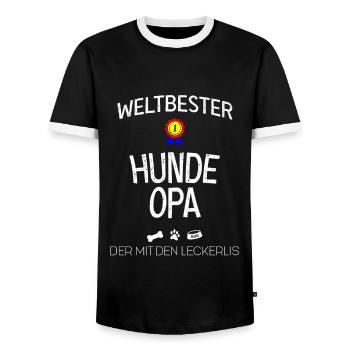 Lustiger Beste Hunde Opa Der Mit Den Leckerlis - Männer Kontrast-T-Shirt - Schwarz/Weiß - Vorne - AI Model Female 172 light (172cm) & AI Model Male 178 light (178cm)