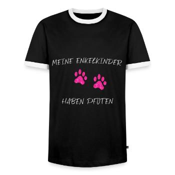 Hunde Oma Meine Enkelkinder haben Pfoten - Männer Kontrast-T-Shirt - Schwarz/Weiß - Vorne - AI Model Female 172 light (172cm) & AI Model Male 178 light (178cm)