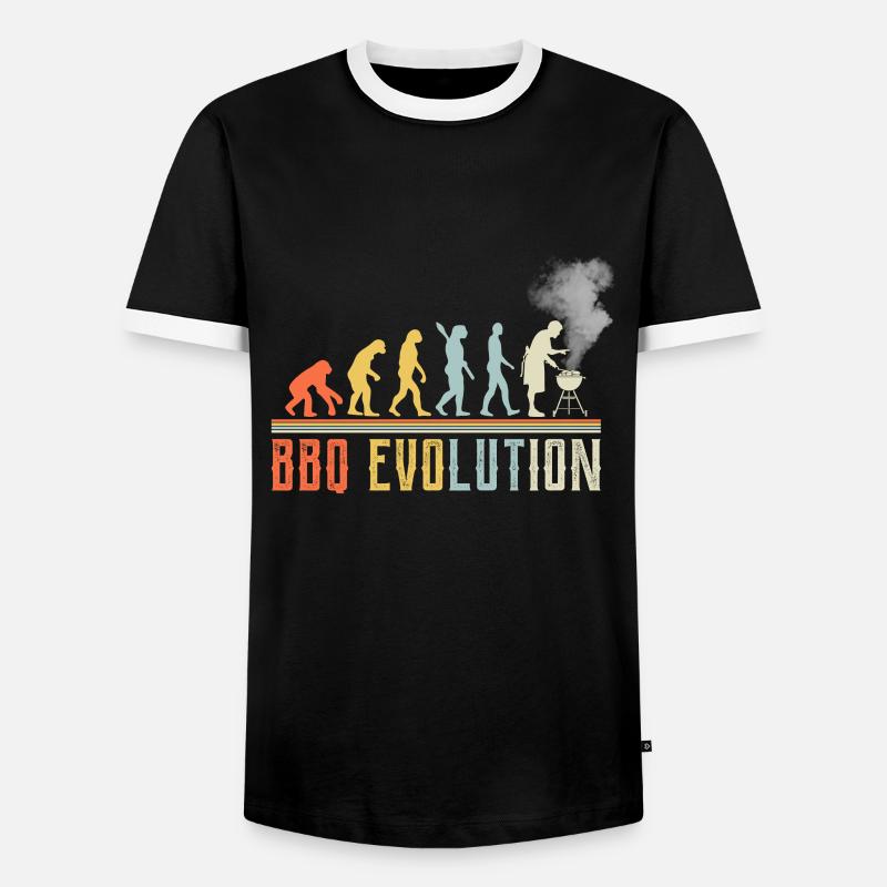 BBQ Evolution Lustiges Zitat - Männer Kontrast-T-Shirt - Schwarz/Weiß