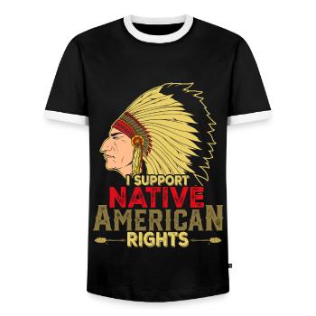 Citation amérindienne Je soutiens native - T-shirt contrasté Homme - noir/blanc - Devant - AI Model Female 172 light (172cm) & AI Model Male 178 light (178cm)