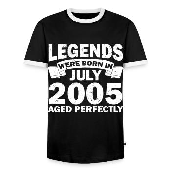 17ème Anniversaire Juillet Vintage 2005 Idée Cadeau - T-shirt contrasté Homme - noir/blanc - Devant - AI Model Female 172 light (172cm) & AI Model Male 178 light (178cm)