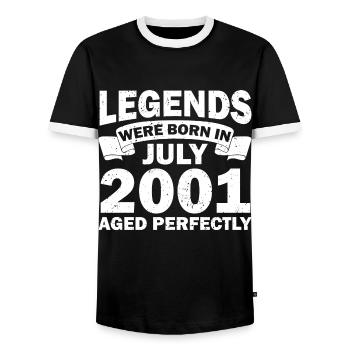 21ème anniversaire Juillet millésime 2001 idée cadeau - T-shirt contrasté Homme - noir/blanc - Devant - AI Model Female 172 light (172cm) & AI Model Male 178 light (178cm)