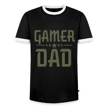 Gamer Papa Drôle - T-shirt contrasté Homme - noir/blanc - Devant - AI Model Female 172 light (172cm) & AI Model Male 178 light (178cm)