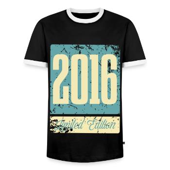 2016 Anniversaire de naissance Année de naissance - T-shirt contrasté Homme - noir/blanc - Devant - AI Model Female 172 light (172cm) & AI Model Male 178 light (178cm)