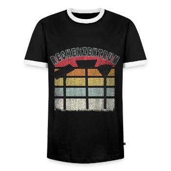 Rechenzentrum Herbst Laub - Männer Kontrast-T-Shirt - Schwarz/Weiß - Vorne - AI Model Female 172 light (172cm) & AI Model Male 178 light (178cm)