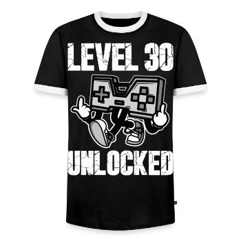 30 Anniversaire Niveau 30 Anniversaire débloqué 30 ans - T-shirt contrasté Homme - noir/blanc - Devant - AI Model Female 172 light (172cm) & AI Model Male 178 light (178cm)