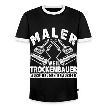 Weil Trockenbauer Auch Helden Brauchen Maler - Männer Kontrast-T-Shirt - Schwarz/Weiß - Vorne - AI Model Female 172 light (172cm) & AI Model Male 178 light (178cm)