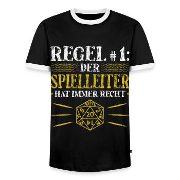 Role Playing D20 Pen Paper Spielleiter RPG - Männer Kontrast-T-Shirt - Schwarz/Weiß - Vorne - AI Model Female 172 light (172cm) & AI Model Male 178 light (178cm)