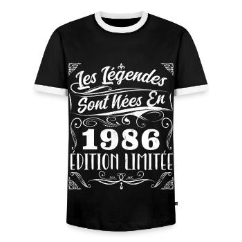 Les Légendes Sont Nés En 1986 | Cadeau - T-shirt contrasté Homme - noir/blanc - Devant - AI Model Female 172 light (172cm) & AI Model Male 178 light (178cm)