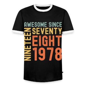 Génial depuis 1978 Année du cadeau d’anniversaire - T-shirt contrasté Homme - noir/blanc - Devant - AI Model Female 172 light (172cm) & AI Model Male 178 light (178cm)