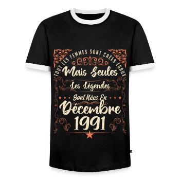 Légendes Sont Nées En Décembre 1991 édition limité - T-shirt contrasté Homme - noir/blanc - Devant - AI Model Female 172 light (172cm) & AI Model Male 178 light (178cm)