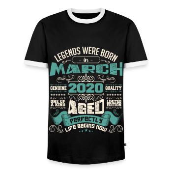 March 2020 | birthday gift - T-shirt contrasté Homme - noir/blanc - Devant - AI Model Female 172 light (172cm) & AI Model Male 178 light (178cm)