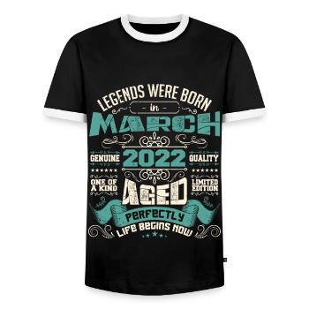March 2022 | birthday gift - T-shirt contrasté Homme - noir/blanc - Devant - AI Model Female 172 light (172cm) & AI Model Male 178 light (178cm)