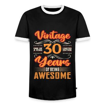 Vintage | 30 anniversaire idées cadeaux - T-shirt contrasté Homme - noir/blanc - Devant - AI Model Female 172 light (172cm) & AI Model Male 178 light (178cm)