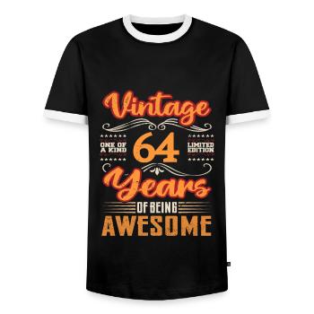 Vintage | 64 Geschenkideen zum Geburtstag - Männer Kontrast-T-Shirt - Schwarz/Weiß - Vorne - AI Model Female 172 light (172cm) & AI Model Male 178 light (178cm)