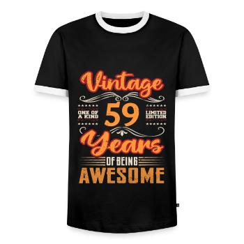 Vintage | 59 birthday gift ideas - Men's Ringer Shirt - black/white - Front - AI Model Female 172 light (172cm) & AI Model Male 178 light (178cm)