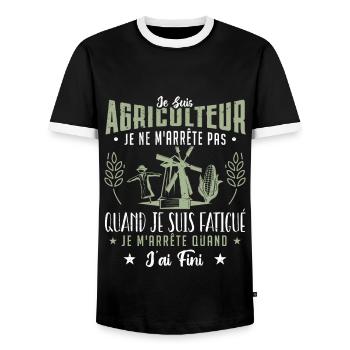 Je Suis Agriculteur | Cadeau - T-shirt contrasté Homme - noir/blanc - Devant - AI Model Female 172 light (172cm) & AI Model Male 178 light (178cm)