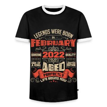 Legenden wurden im Februar 2022 geboren | Geschenk - Männer Kontrast-T-Shirt - Schwarz/Weiß - Vorne - AI Model Female 172 light (172cm) & AI Model Male 178 light (178cm)