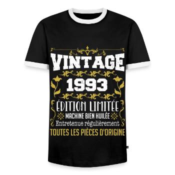 vintage 1993 | Toutes Les Pièces D'origine - T-shirt contrasté Homme - noir/blanc - Devant - AI Model Female 172 light (172cm) & AI Model Male 178 light (178cm)