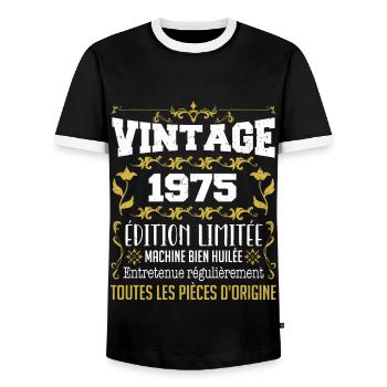 vintage 1975 | Toutes Les Pièces D'origine - T-shirt contrasté Homme - noir/blanc - Devant - AI Model Female 172 light (172cm) & AI Model Male 178 light (178cm)