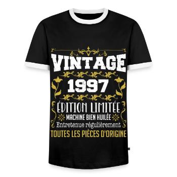 vintage 1997 | Toutes Les Pièces D'origine - T-shirt contrasté Homme - noir/blanc - Devant - AI Model Female 172 light (172cm) & AI Model Male 178 light (178cm)