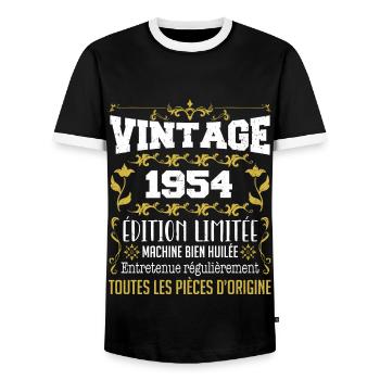 vintage 1954 | Toutes Les Pièces D'origine - T-shirt contrasté Homme - noir/blanc - Devant - AI Model Female 172 light (172cm) & AI Model Male 178 light (178cm)