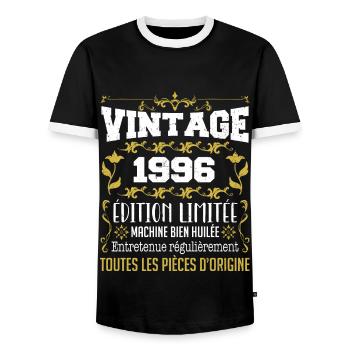 vintage 1996 | Toutes Les Pièces D'origine - T-shirt contrasté Homme - noir/blanc - Devant - AI Model Female 172 light (172cm) & AI Model Male 178 light (178cm)